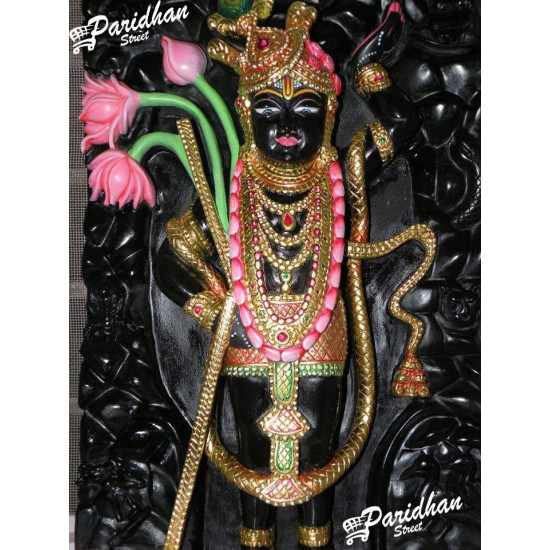 Black Marble Shri Nath Ji Statue-Shrinath Ji idol-Indian Shrinathji Figure Statue-Shrinathji Statue At Home Mandir Office-Shreenathji Black Marble Shri Nath Ji Statue-Shrinath Ji idol-Indian Shrinathji Figure Statue-Shrinathji Statue At Home Mandir Office-Shreenathji
