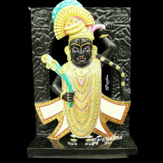 Black Marble Shri Nath Ji Statue-Shrinath Ji idol-Indian Shrinathji Figure Statue-Shrinathji Statue At Home Mandir Office-Shreenathji Black Marble Shri Nath Ji Statue-Shrinath Ji idol-Indian Shrinathji Figure Statue-Shrinathji Statue At Home Mandir Office-Shreenathji