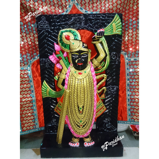 Black Marble Shri Nath Ji Statue-Shrinath Ji idol-Indian Shrinathji Figure Statue-Shrinathji Statue At Home Mandir Office-Shreenathji Black Marble Shri Nath Ji Statue-Shrinath Ji idol-Indian Shrinathji Figure Statue-Shrinathji Statue At Home Mandir Office-Shreenathji