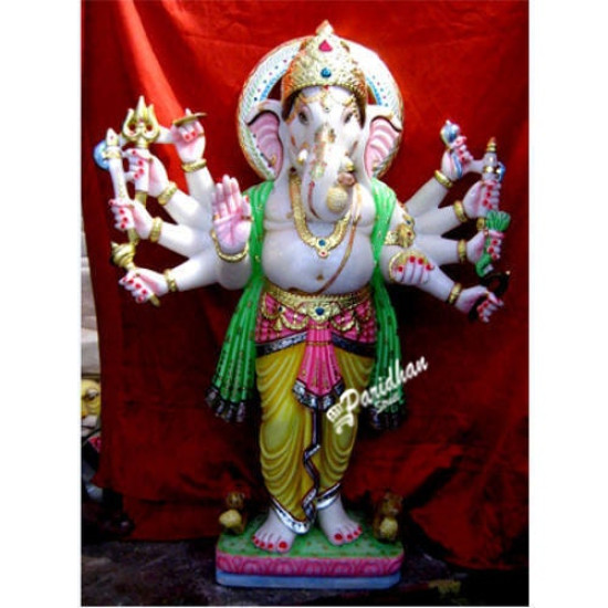 Marble Ashtbhuja Ganesh Statue For Home Mandir/Temple/Office-Vinayagar Statue White Marble-Ganpati Murti Sculptures-Lord ganesha Statue Marble Ashtbhuja Ganesh Statue For Home Mandir/Temple/Office-Vinayagar Statue White Marble-Ganpati Murti Sculptures-Lord ganesha Statue