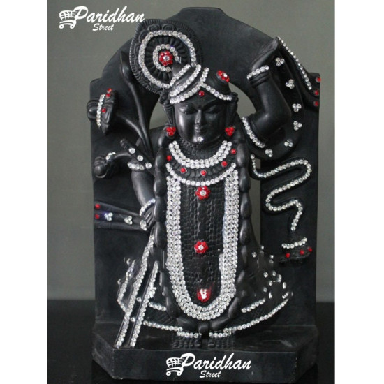 Black Marble Shri Nath Ji Statue-Shrinath Ji idol-Indian Shrinathji Figure Statue-Shrinathji Statue At Home Mandir Office-Shreenathji Black Marble Shri Nath Ji Statue-Shrinath Ji idol-Indian Shrinathji Figure Statue-Shrinathji Statue At Home Mandir Office-Shreenathji